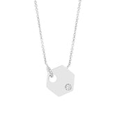 0.05ct 14k White Gold Diamond Hexagon Necklace